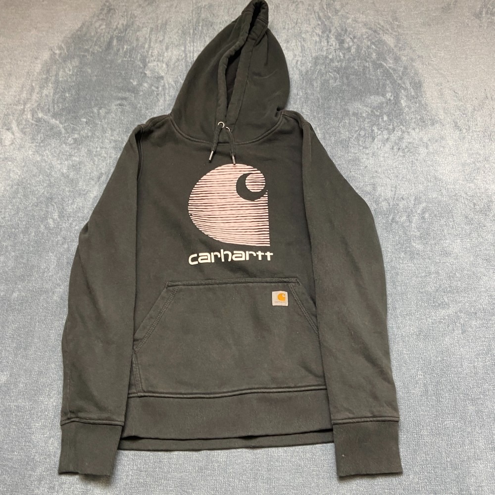 Carhartt Rain Defender Relaxed Fit Hoodie Girls S 4-6 Black Graphic Fleece Lined